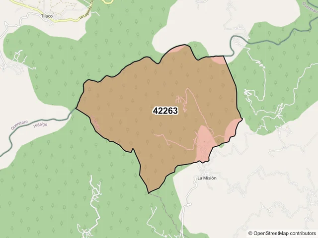 Mapa del código postal 42263, La Misión, Hidalgo