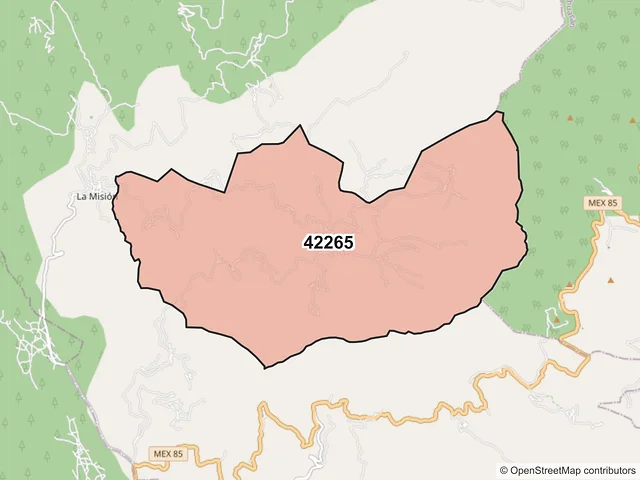 Mapa del código postal 42265, La Misión, Hidalgo