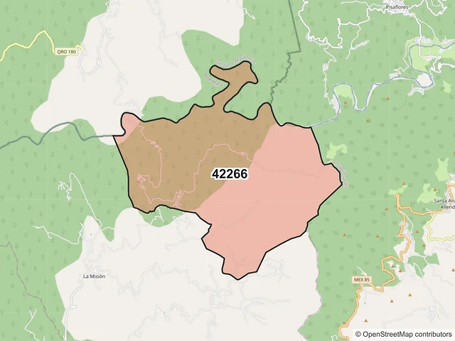 Mapa del código postal 42266, La Misión, Hidalgo