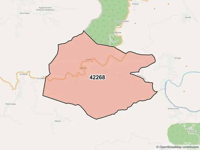 Mapa del código postal 42268, La Misión, Hidalgo
