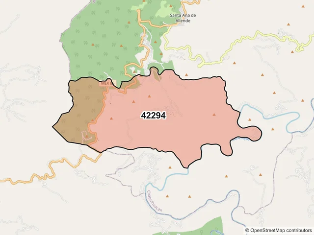 Mapa del código postal 42294, Chapulhuacán, Hidalgo