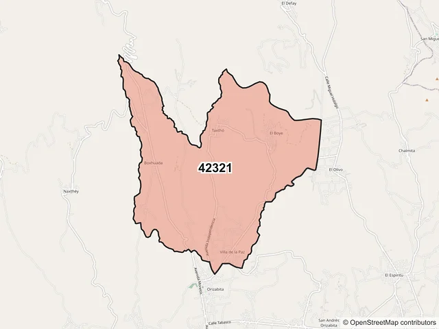 Mapa del código postal 42321, Ixmiquilpan, Hidalgo