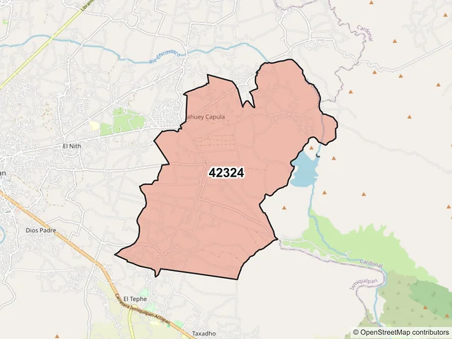 Mapa del código postal 42324, Ixmiquilpan, Hidalgo