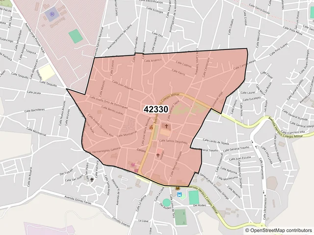 Mapa del código postal 42330, Zimapán, Hidalgo