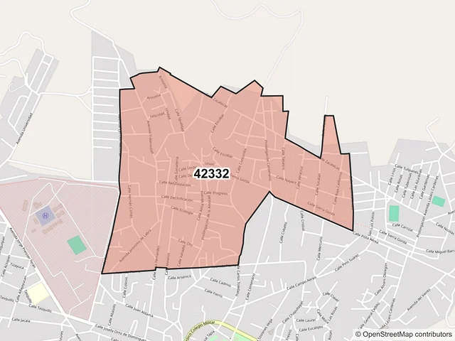 Mapa del código postal 42332, Zimapán, Hidalgo