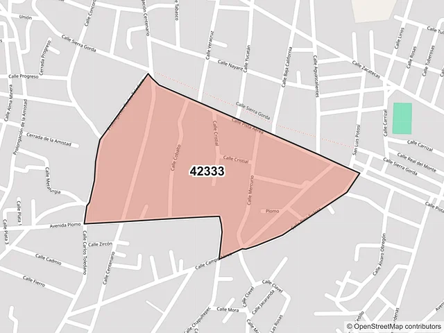 Mapa del código postal 42333, Zimapán, Hidalgo