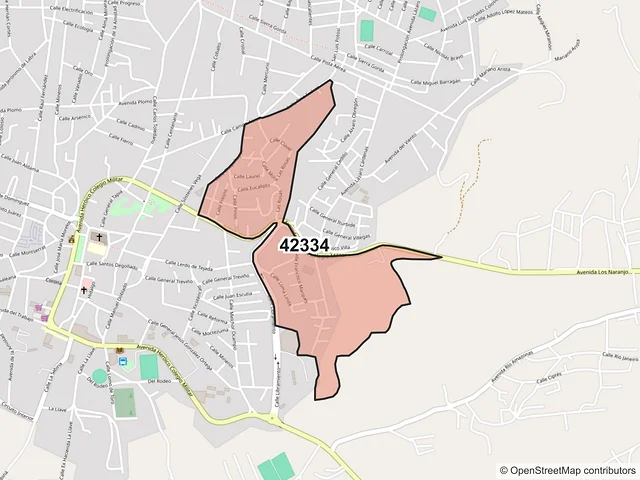 Mapa del código postal 42334, Zimapán, Hidalgo