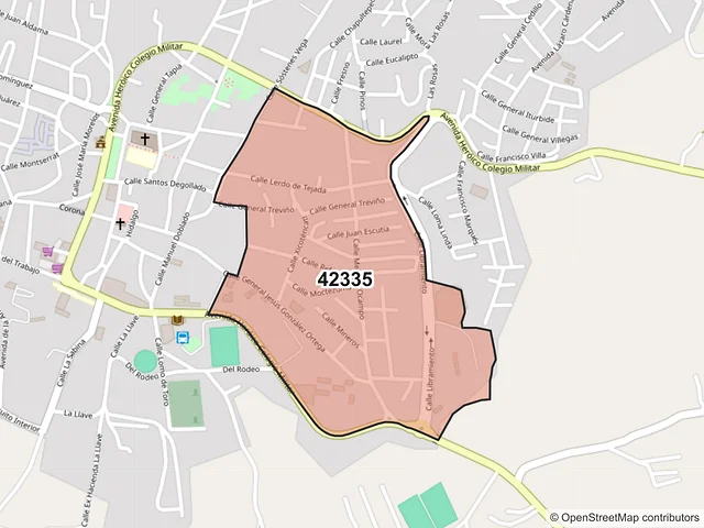 Mapa del código postal 42335, Zimapán, Hidalgo