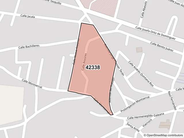 Mapa del código postal 42338, Zimapán, Hidalgo