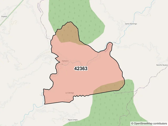 Mapa del código postal 42363, Nicolás Flores, Hidalgo