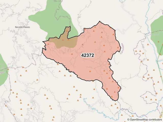 Mapa del código postal 42372, Cardonal, Hidalgo