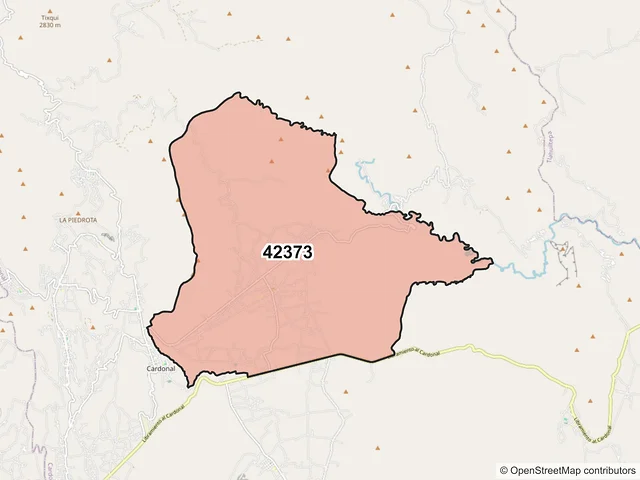 Mapa del código postal 42373, Cardonal, Hidalgo