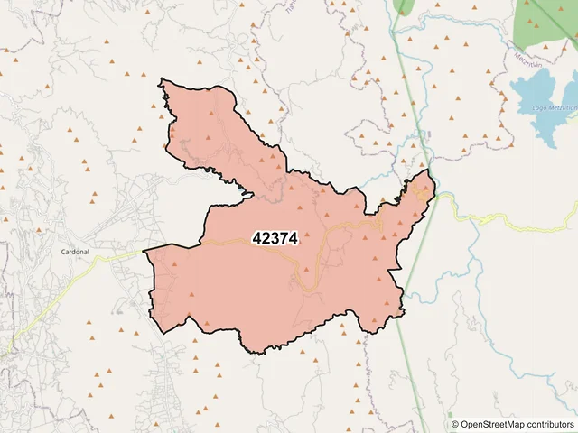Mapa del código postal 42374, Cardonal, Hidalgo