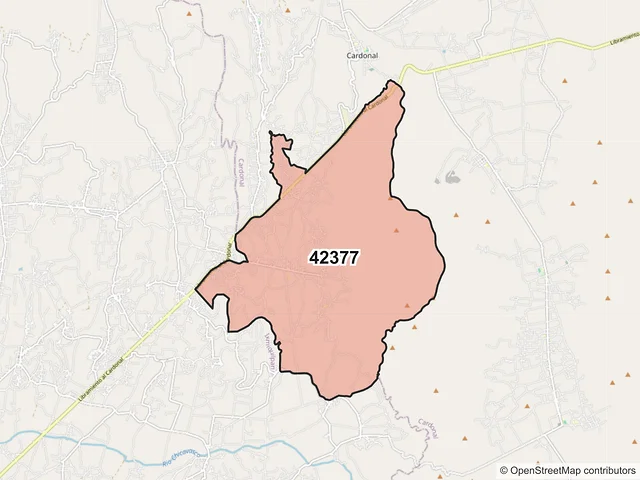 Mapa del código postal 42377, Cardonal, Hidalgo