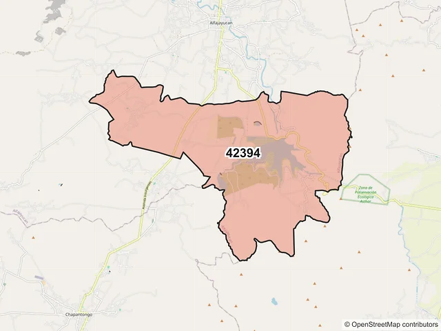Mapa del código postal 42394, Alfajayucan, Hidalgo