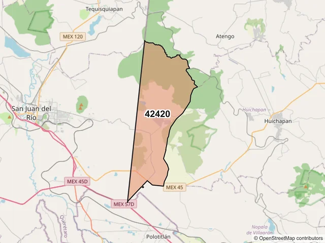 Mapa del código postal 42420, Huichapan, Hidalgo