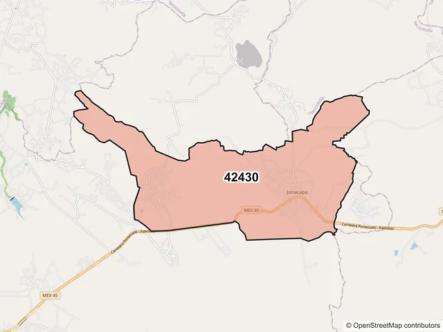 Mapa del código postal 42430, Huichapan, Hidalgo
