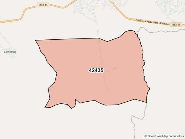 Mapa del código postal 42435, Huichapan, Hidalgo