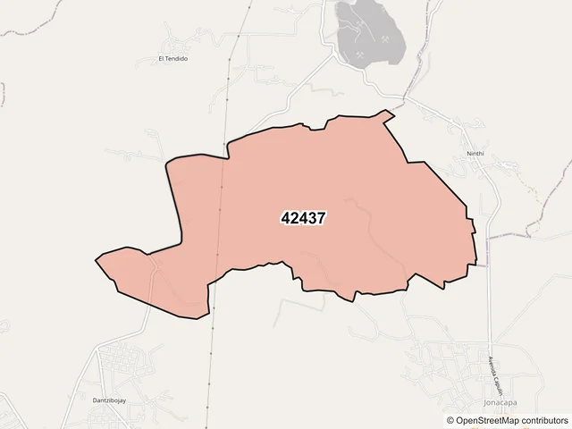 Mapa del código postal 42437, Huichapan, Hidalgo