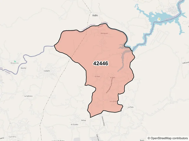 Mapa del código postal 42446, Tecozautla, Hidalgo