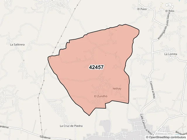 Mapa del código postal 42457, Tecozautla, Hidalgo