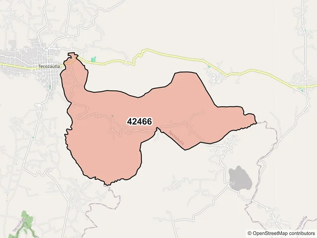 Mapa del código postal 42466, Tecozautla, Hidalgo
