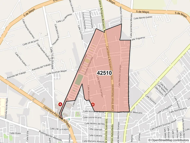 Mapa del código postal 42510, Actopan, Hidalgo