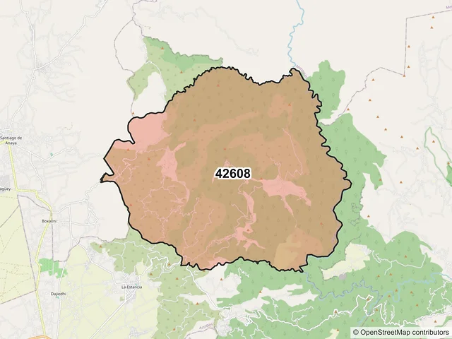 Mapa del código postal 42608, Actopan, Hidalgo