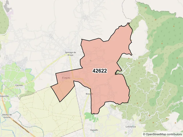 Mapa del código postal 42622, Santiago de Anaya, Hidalgo