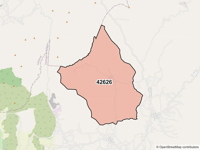 Mapa del código postal 42626, Santiago de Anaya, Hidalgo