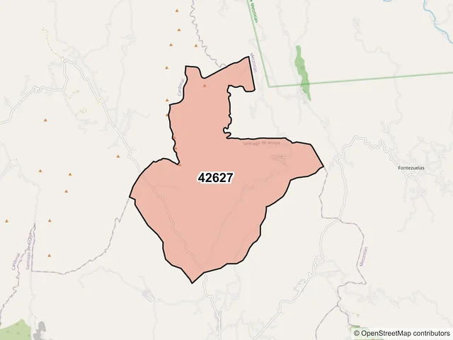 Mapa del código postal 42627, Santiago de Anaya, Hidalgo
