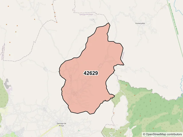 Mapa del código postal 42629, Santiago de Anaya, Hidalgo