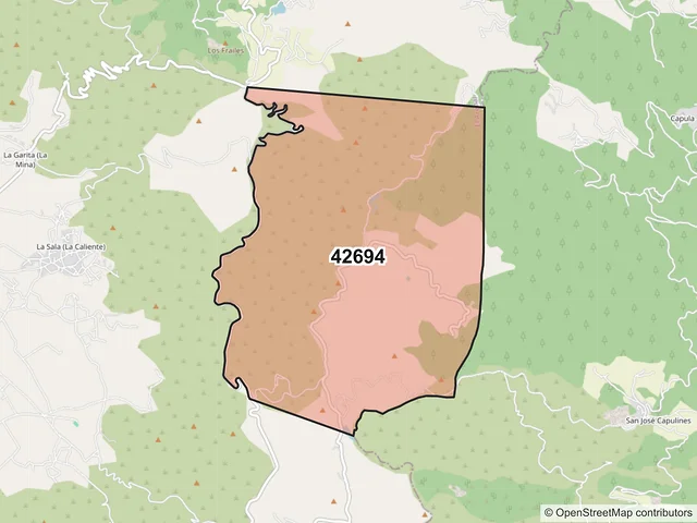 Mapa del código postal 42694, El Arenal, Hidalgo