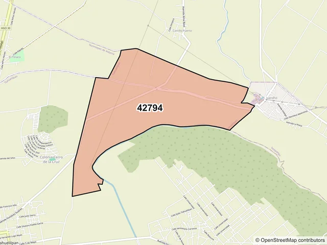 Mapa del código postal 42794, Tlahuelilpan, Hidalgo