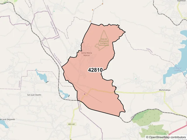 Mapa del código postal 42810, Tula de Allende, Hidalgo