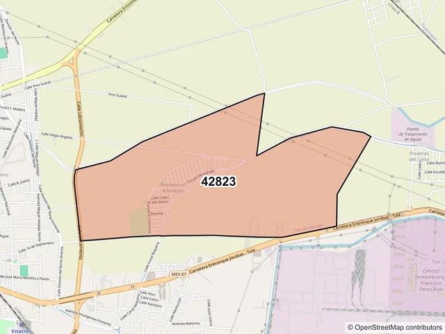 Mapa del código postal 42823, Tula de Allende, Hidalgo