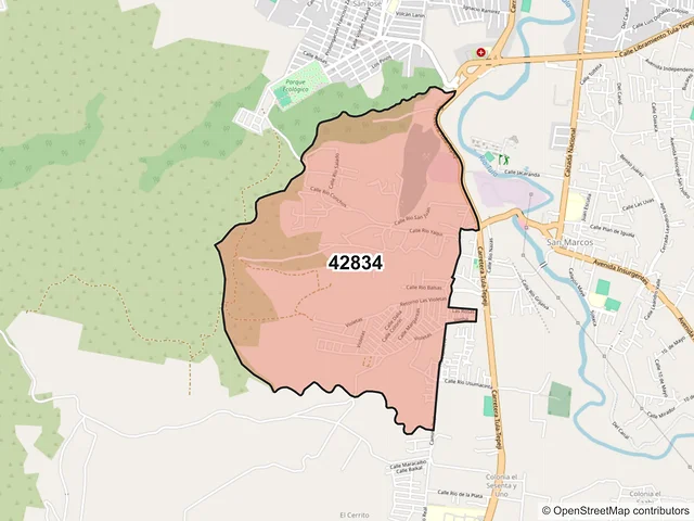 Mapa del código postal 42834, Tula de Allende, Hidalgo