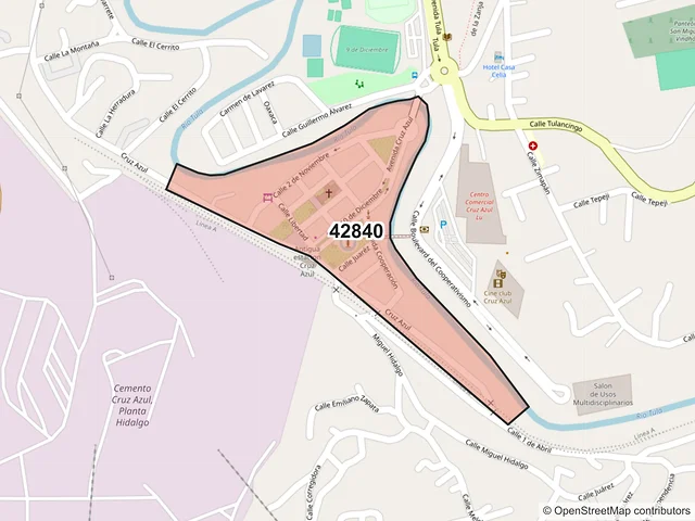 Mapa del código postal 42840, Tula de Allende, Hidalgo