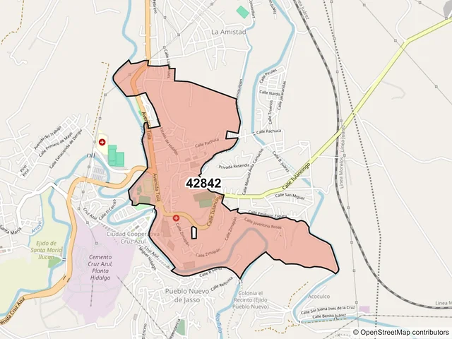 Mapa del código postal 42842, Tula de Allende, Hidalgo