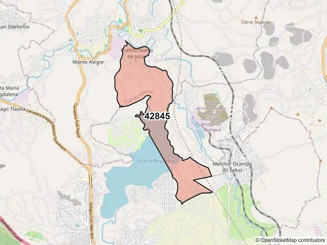 Mapa del código postal 42845, Tula de Allende, Hidalgo