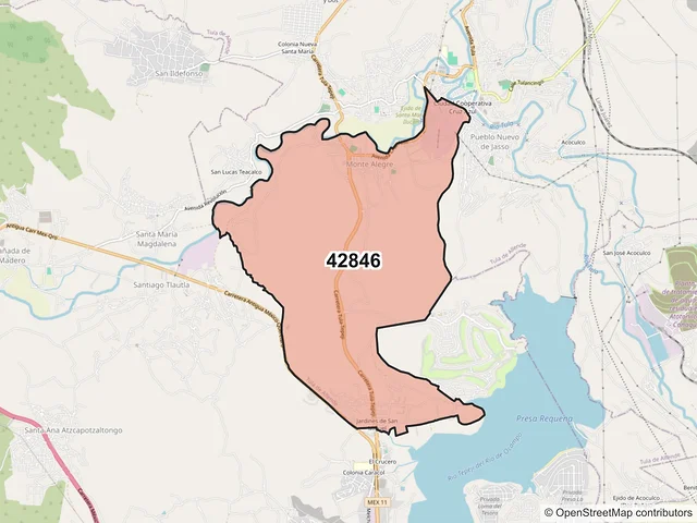 Mapa del código postal 42846, Tula de Allende, Hidalgo