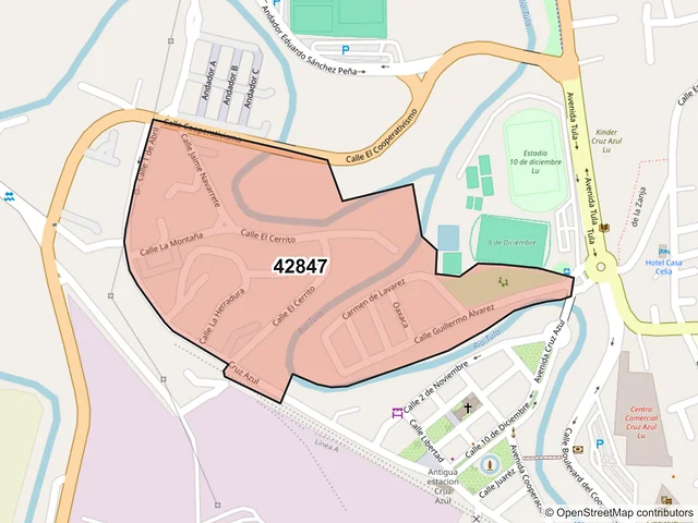 Mapa del código postal 42847, Tula de Allende, Hidalgo