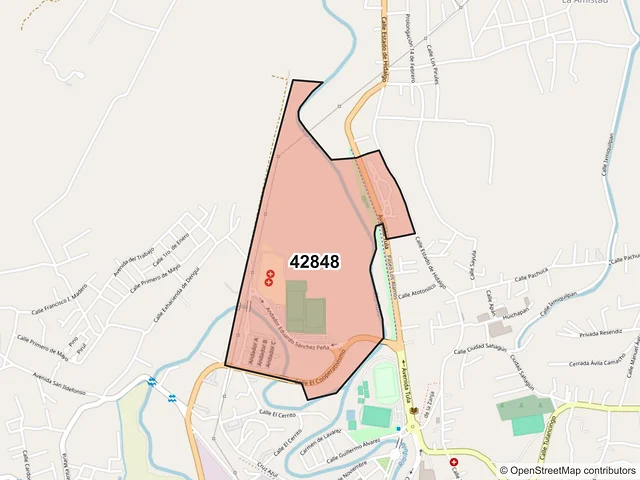 Mapa del código postal 42848, Tula de Allende, Hidalgo