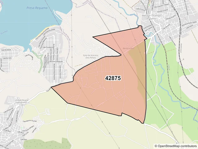 Mapa del código postal 42875, Tepeji del Río de Ocampo, Hidalgo