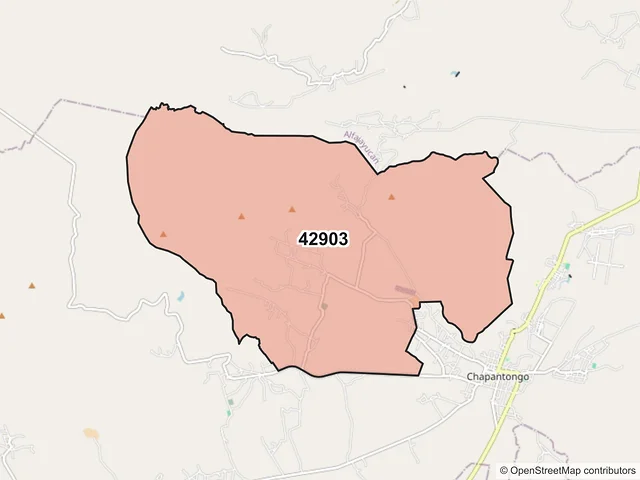 Mapa del código postal 42903, Chapantongo, Hidalgo
