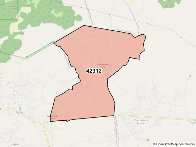 Mapa del código postal 42912, Chapantongo, Hidalgo