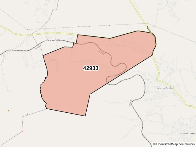 Mapa del código postal 42933, Tepetitlán, Hidalgo