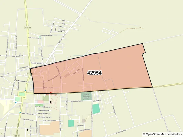 Mapa del código postal 42954, Tlaxcoapan, Hidalgo