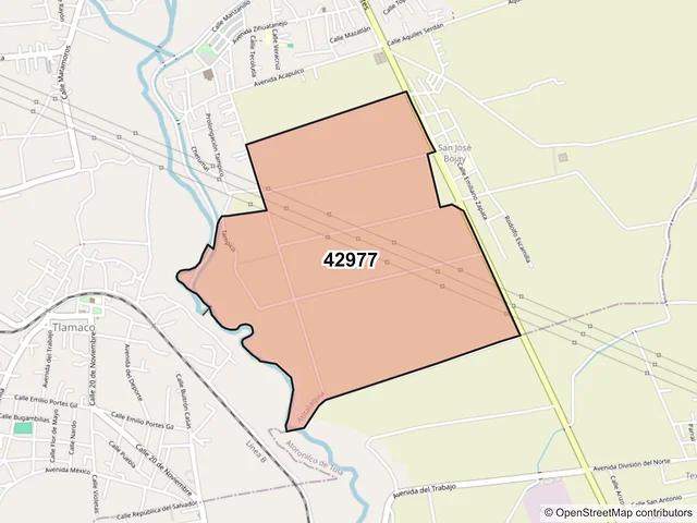 Mapa del código postal 42977, Atitalaquia, Hidalgo