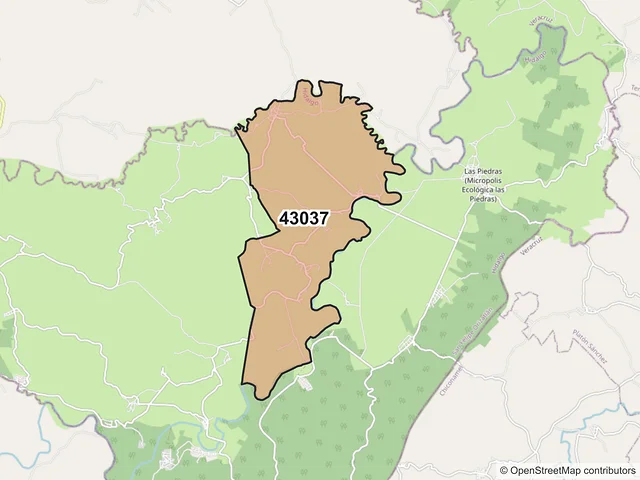 Mapa del código postal 43037, San Felipe Orizatlán, Hidalgo